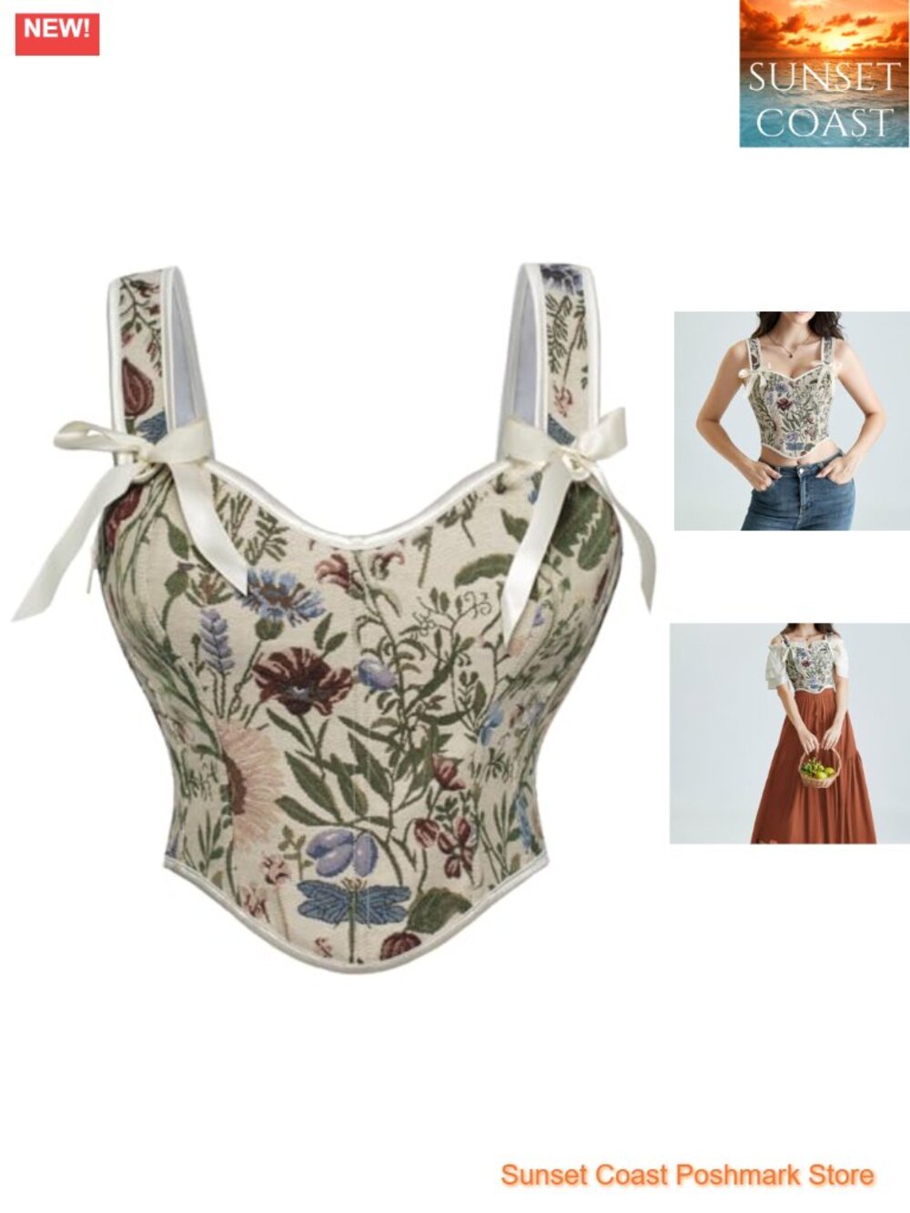 Scarlet Darkness Corset Top Sweetheart Neckline Floral Bustier